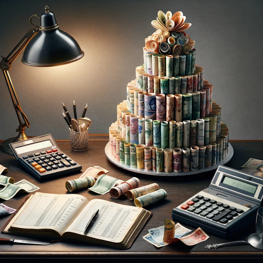 Money Wedding Cake with Budgeting Tools