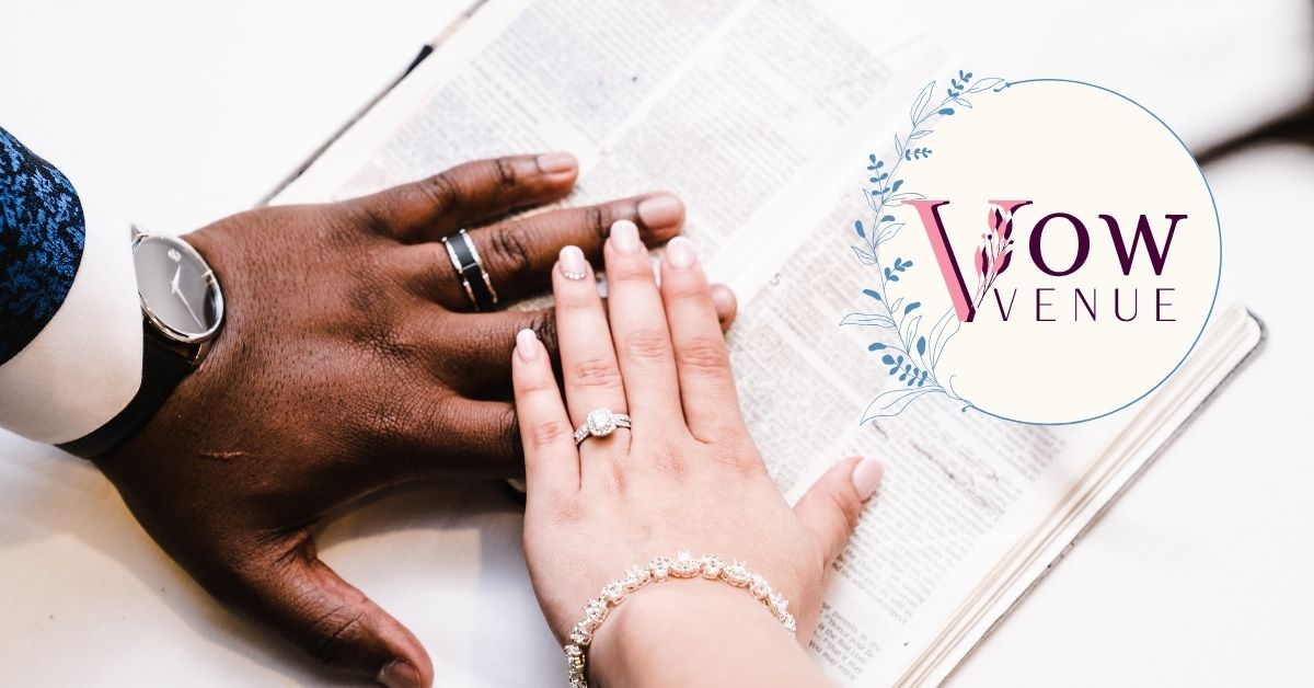 Feature image showing the hands of an interracial couple wearing wedding rings, symbolizing equality and unity in marriage.